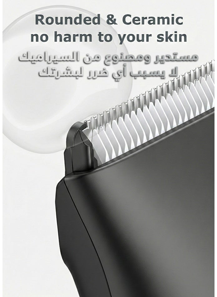 Enssu Electric Body Groomer & Hair Clipper for Men | BLADELOCK™ Safe Blade Technology | IPX7 Waterproof Cordless Trimmer with LCD Display, 6000 RPM Motor & Up to 60 Minutes Runtime | Best for Sensitive Areas - Image 5